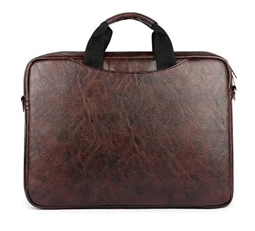 15.6" Laptop Briefcase | Leatherette Laptop Bag | Business Messenger Bag-Dark Brown