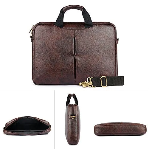 15.6" Laptop Briefcase | Leatherette Laptop Bag | Business Messenger Bag-Dark Brown