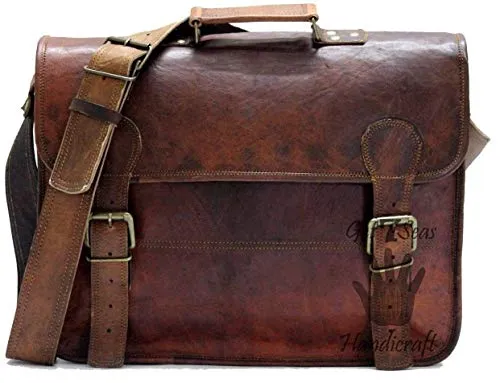 16 Inch Vintage Handmade Leather Messenger Bag for Laptop Briefcase Best Computer Satchel School