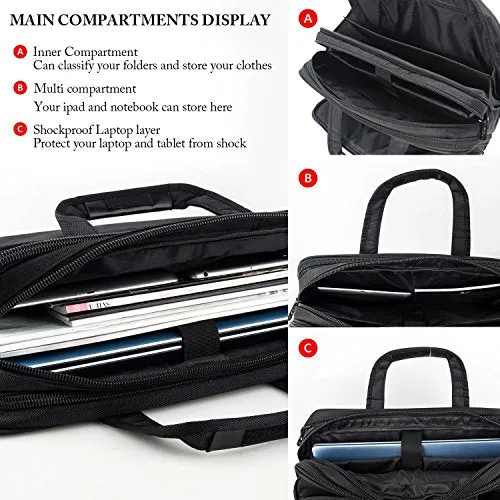 17 Inch Laptop Bag, Travel Briefcase With Organizer, Expandable Large Hybrid Shoulder Bag, Water