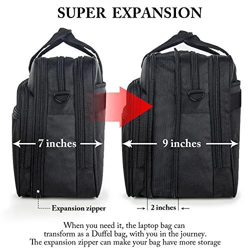 17 Inch Laptop Bag, Travel Briefcase With Organizer, Expandable Large Hybrid Shoulder Bag, Water