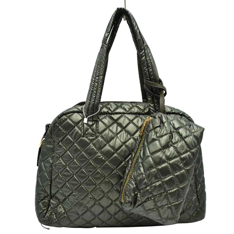 2 N 1 Large Quilted Tote Bag With Pouch