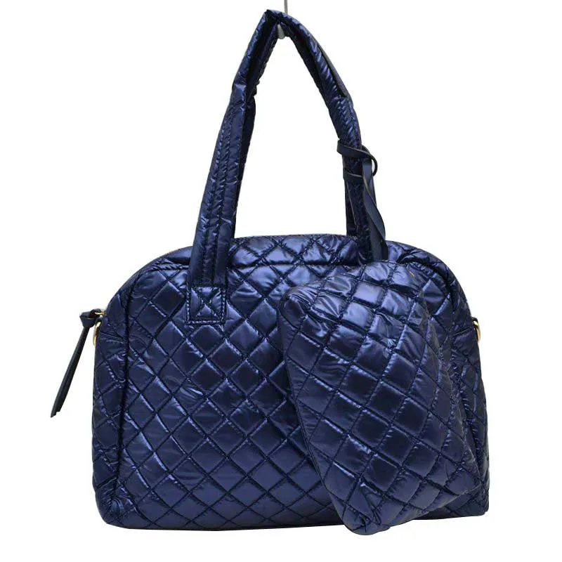 2 N 1 Large Quilted Tote Bag With Pouch