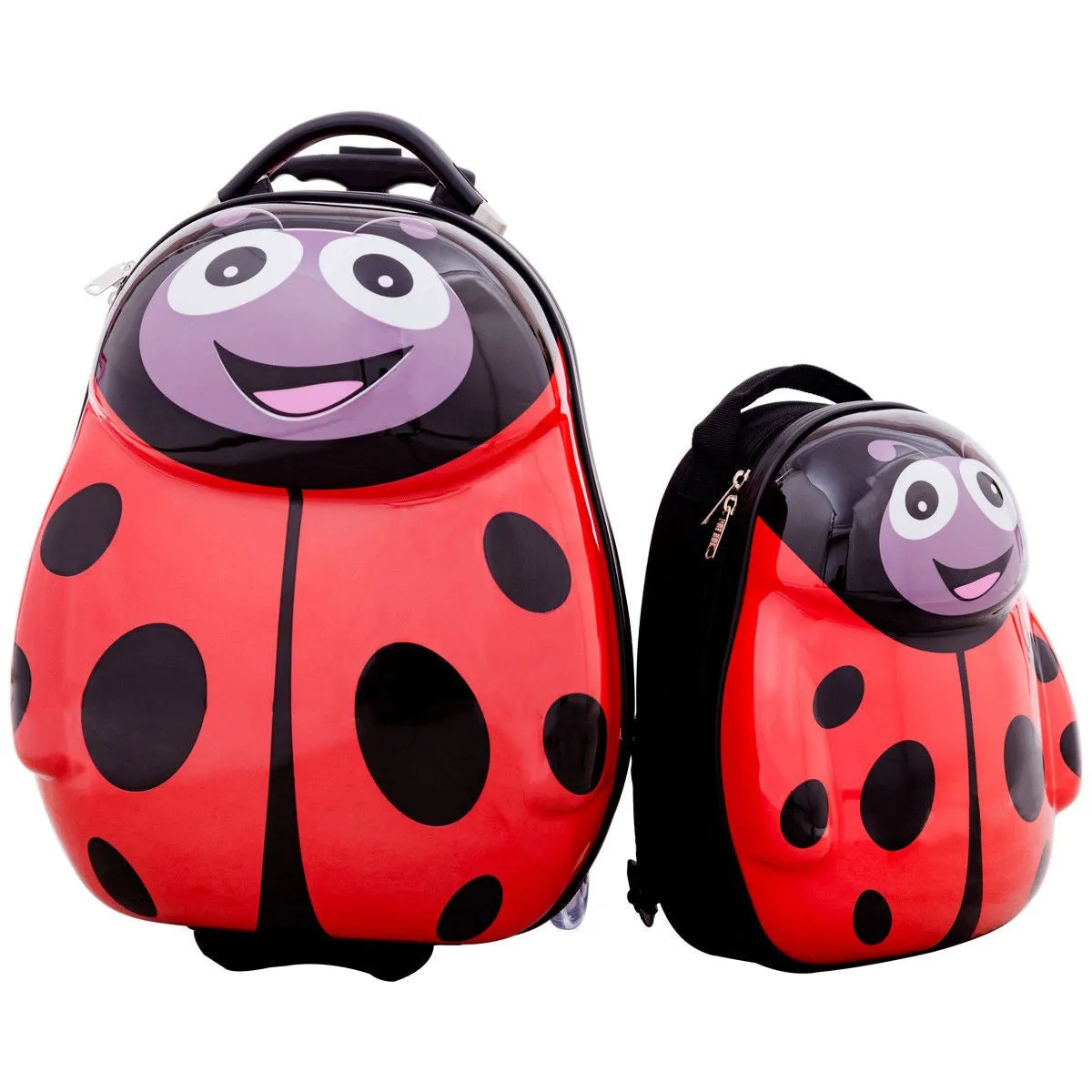 2 Pcs Beetle Shaped Kids School Luggage Suitcase & Backpack