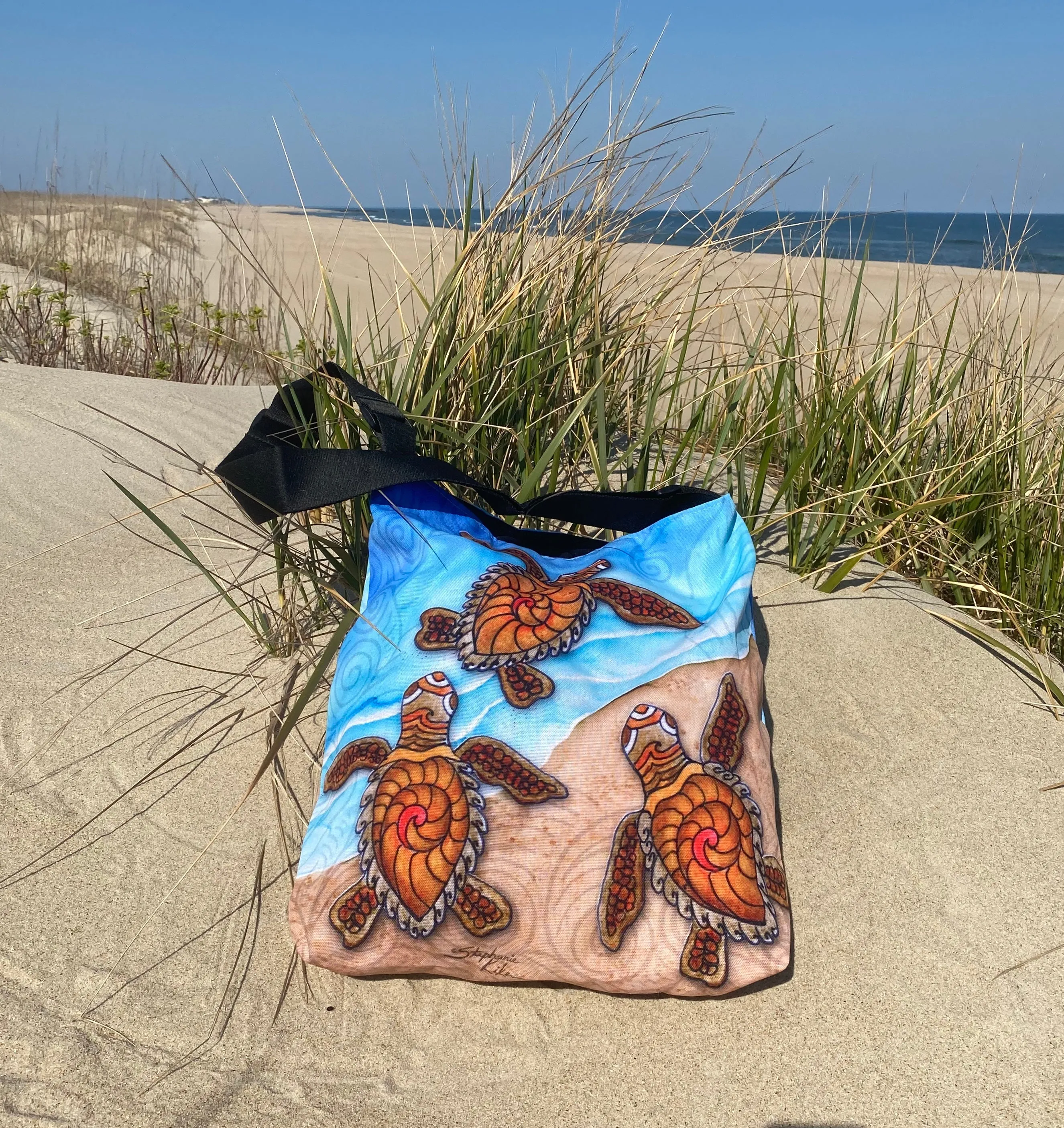 3 Baby Turtles Tote Beach Bag