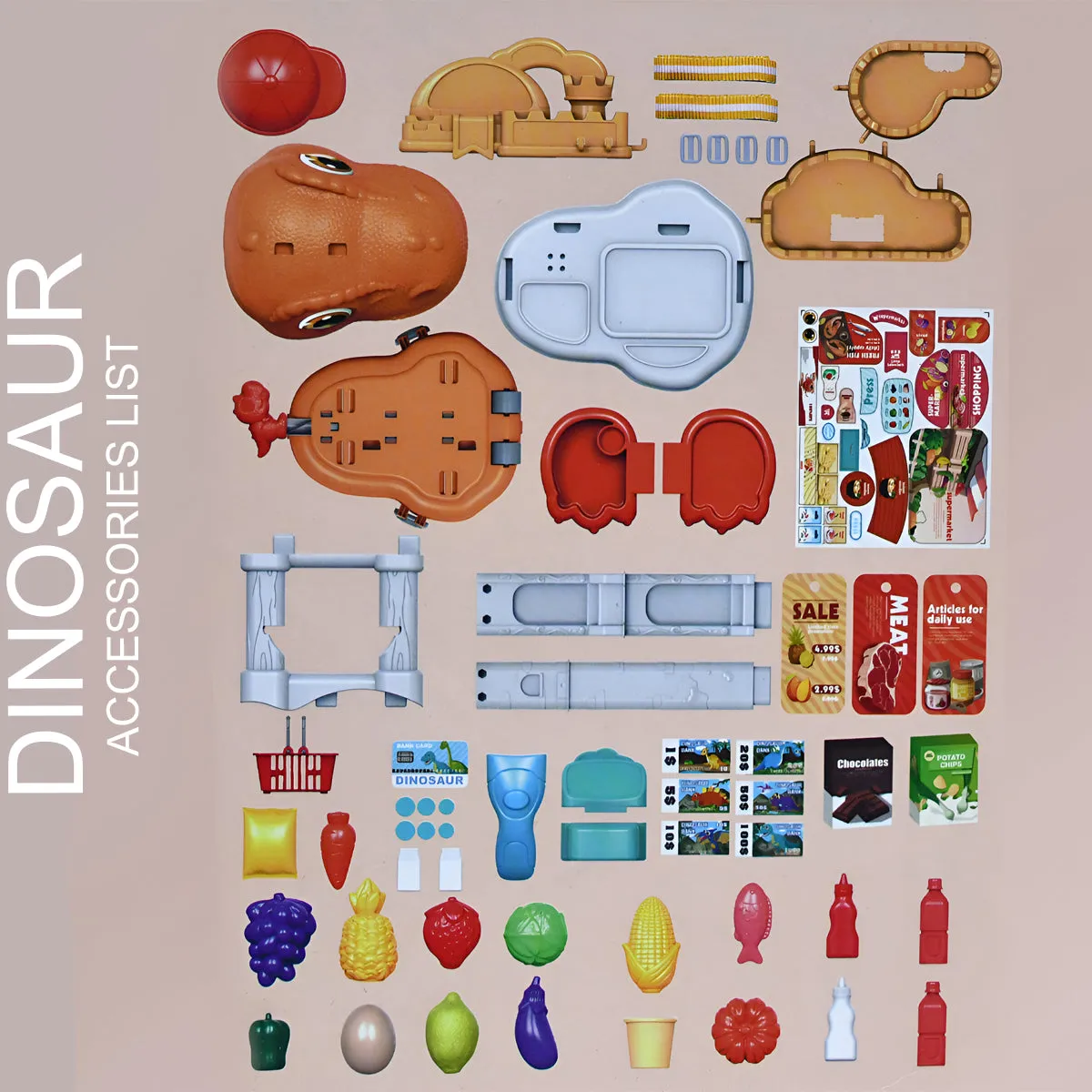 3 In 1 Dinosaur Supermarket Bag 61pcs