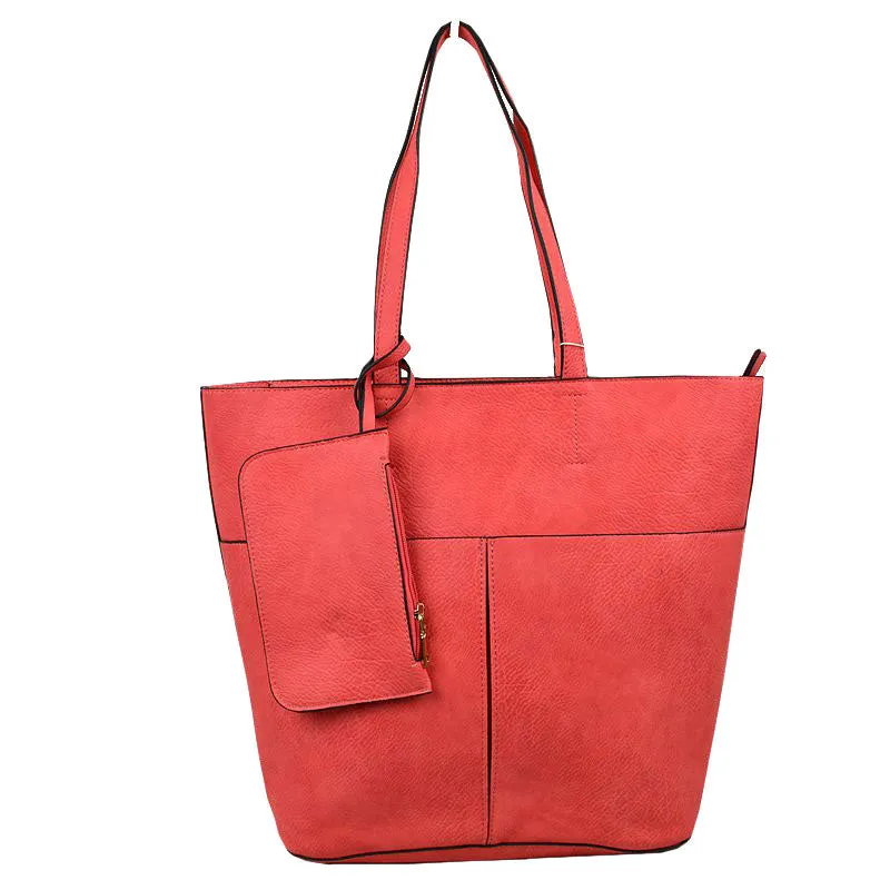 3 In 1 Large Soft Faux Leather Womens Tote Handbags