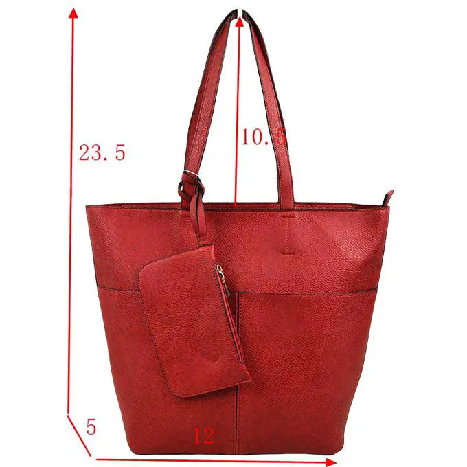 3 In 1 Large Soft Faux Leather Womens Tote Handbags