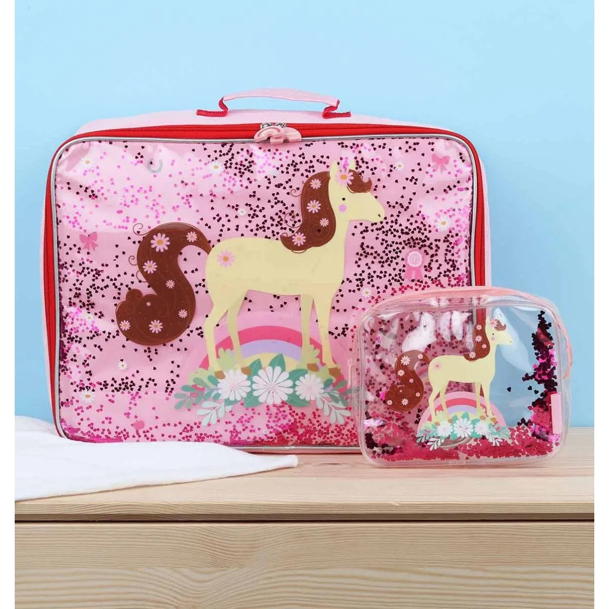 A Little Lovely Company Suitcase Glitter Horse