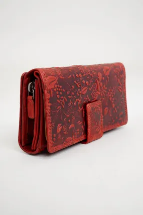 Adrian Klis 100 Flower Wallet, Red, Leather