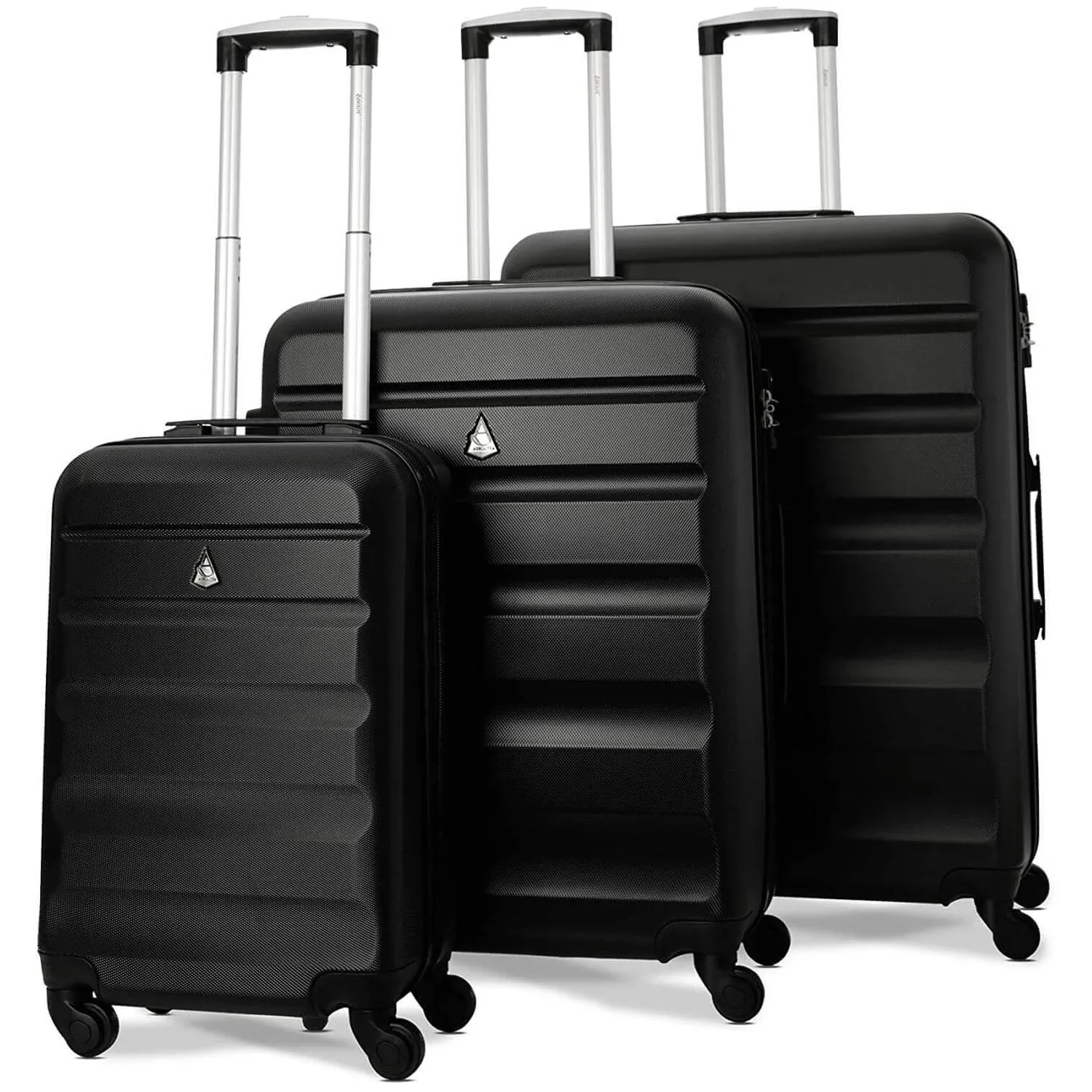 Aerolite Lightweight ABS Hard Shell Travel Hold Check in Luggage Suitcase 4 Wheels, Black