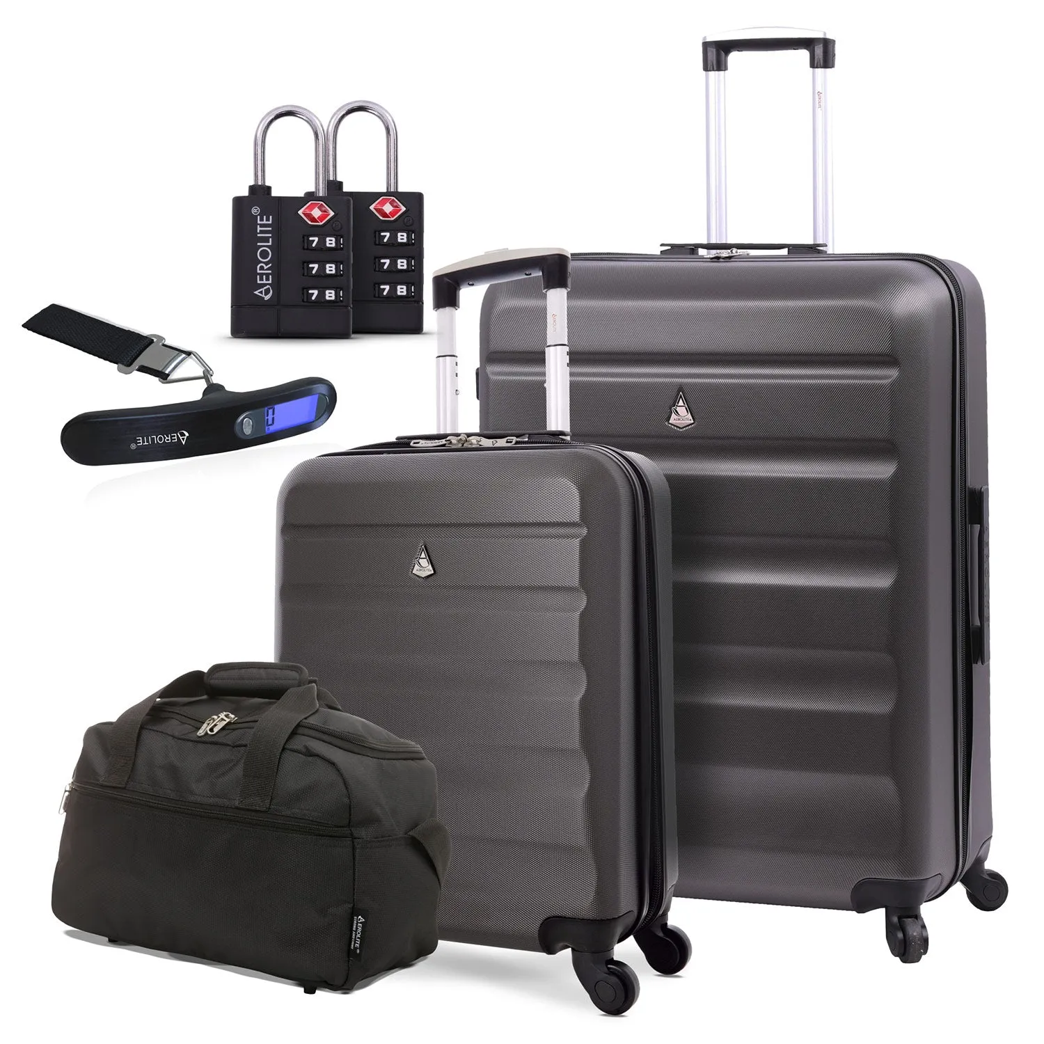 Aerolite Ryanair Ultimate Luggage Set, Priority Cabin Suitcase 55x40x20cm, Underseat Holdall 40x20x25cm, 29” Large Checked Suitcase, Luggage Scale and 2xTSA locks