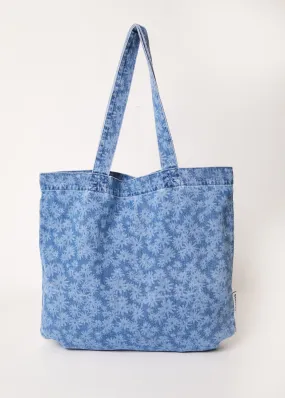 AFENDS Unisex Fink - Denim Tote Bag - Worn Blue Daisy