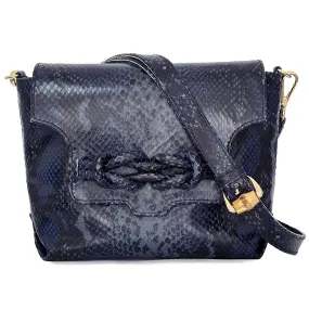 Amara Knot Satchel - Navy Blue Python Print Calf Leather