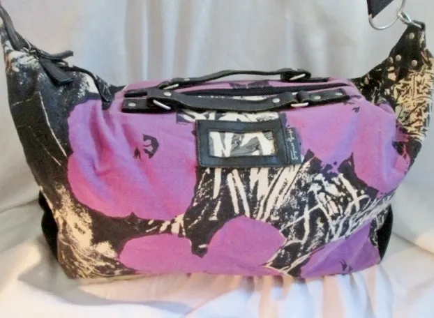 ANDY WARHOL Canvas Duffle Bag Travel Carry-On Overnighter Luggage BLACK PURPLE