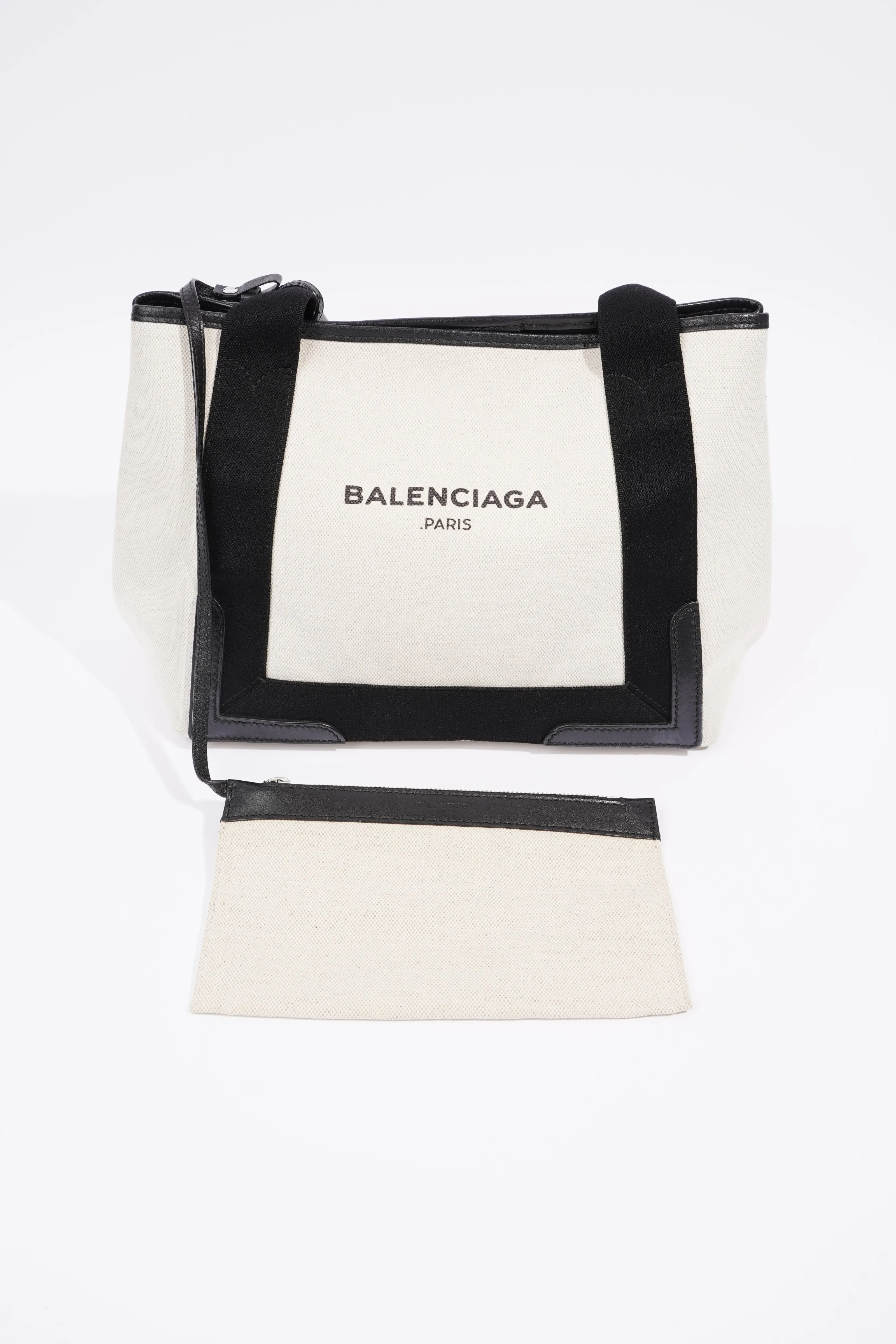 Balenciaga Cabas Tote Bag Off white / Black Canvas Small