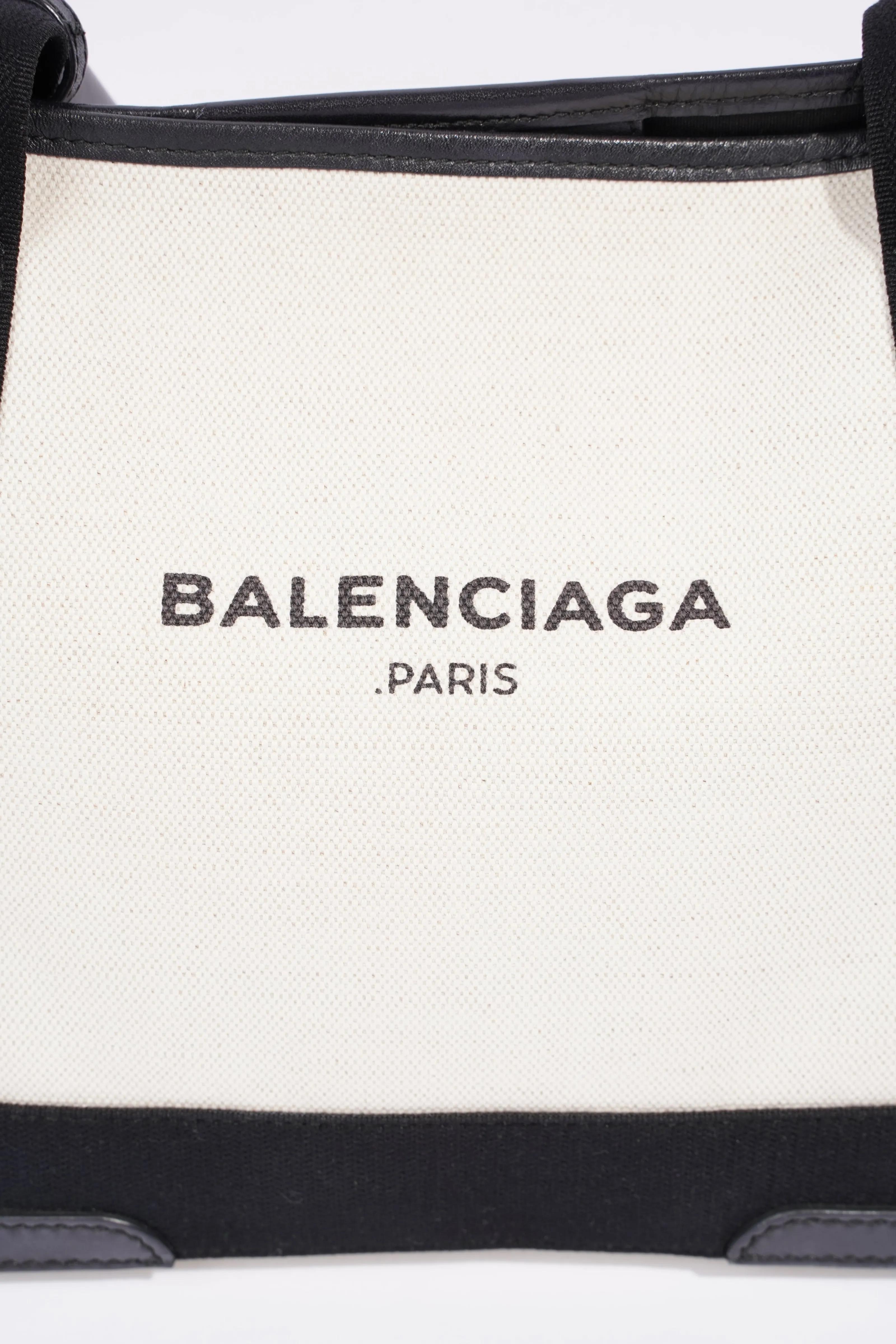 Balenciaga Cabas Tote Bag Off white / Black Canvas Small