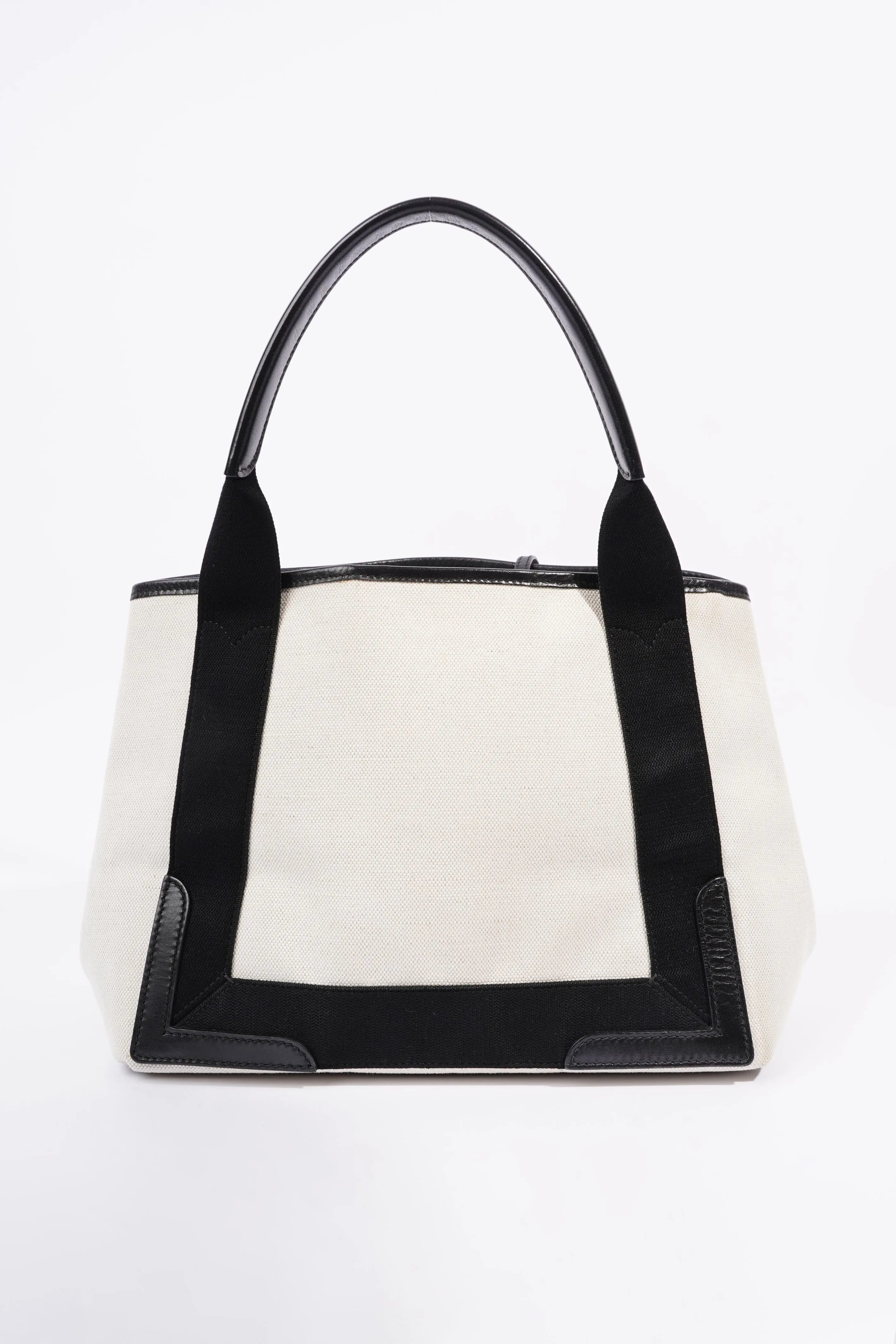 Balenciaga Cabas Tote Bag Off white / Black Canvas Small