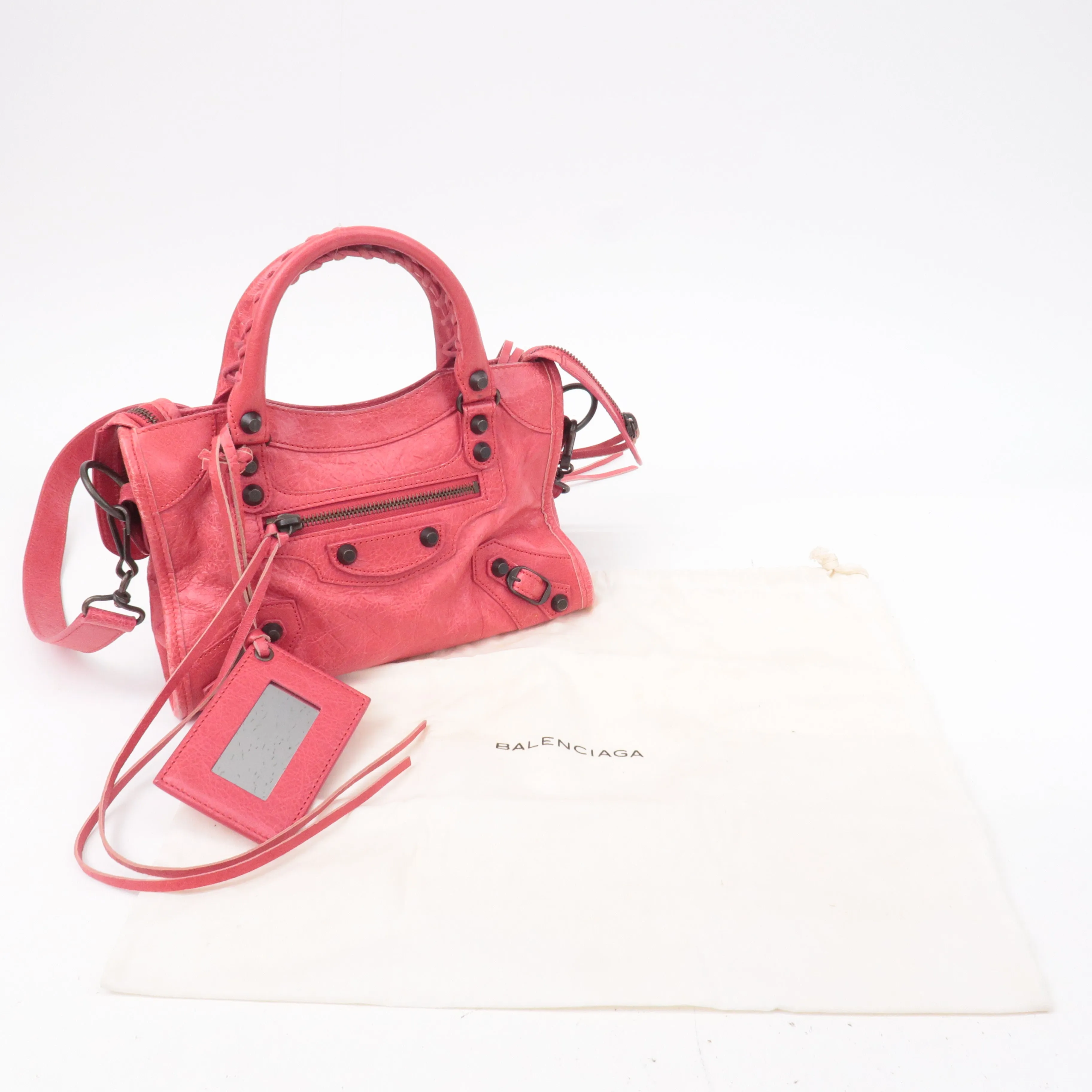 BALENCIAGA Classic Mini City Leather 2Way Hand Bag Pink 300295