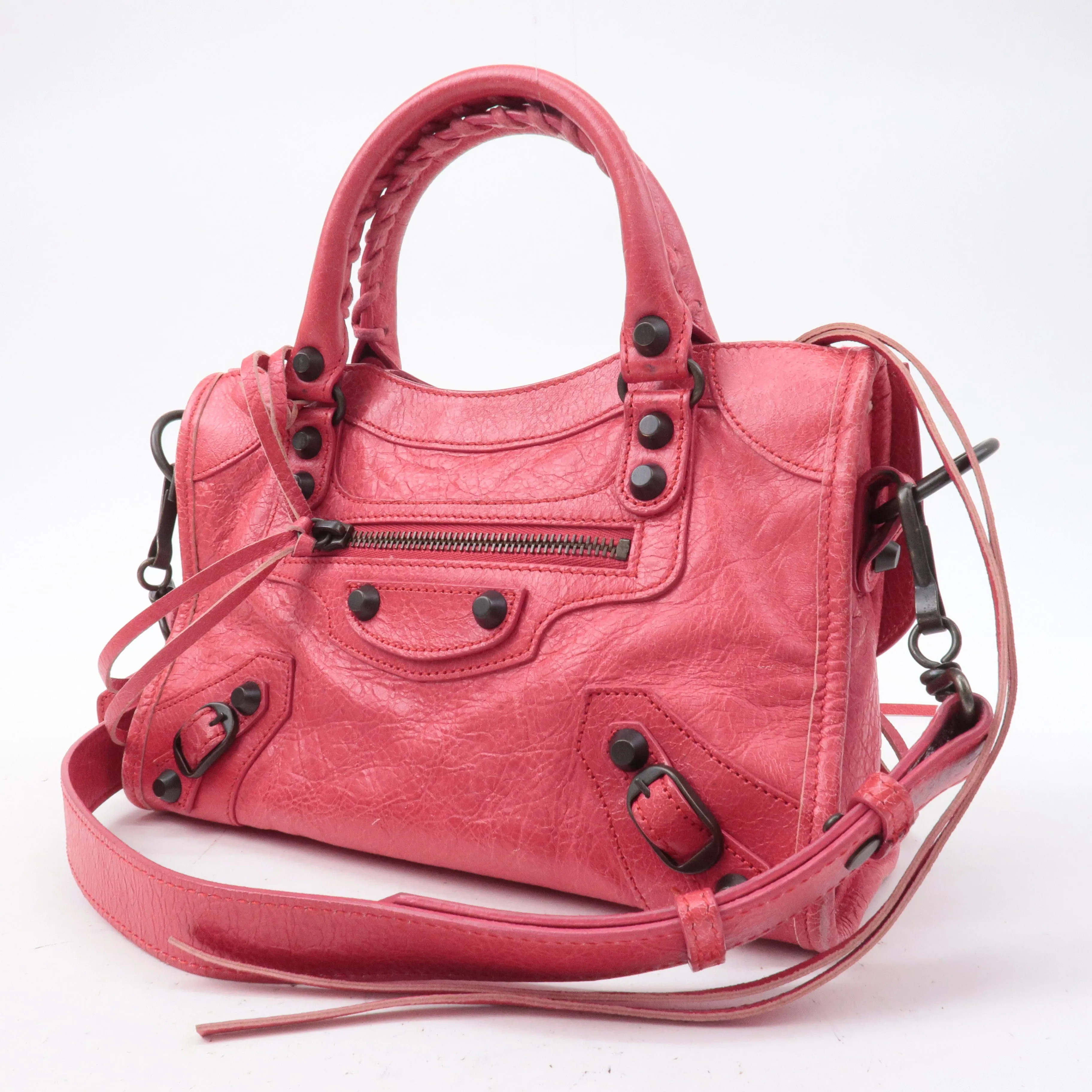 BALENCIAGA Classic Mini City Leather 2Way Hand Bag Pink 300295