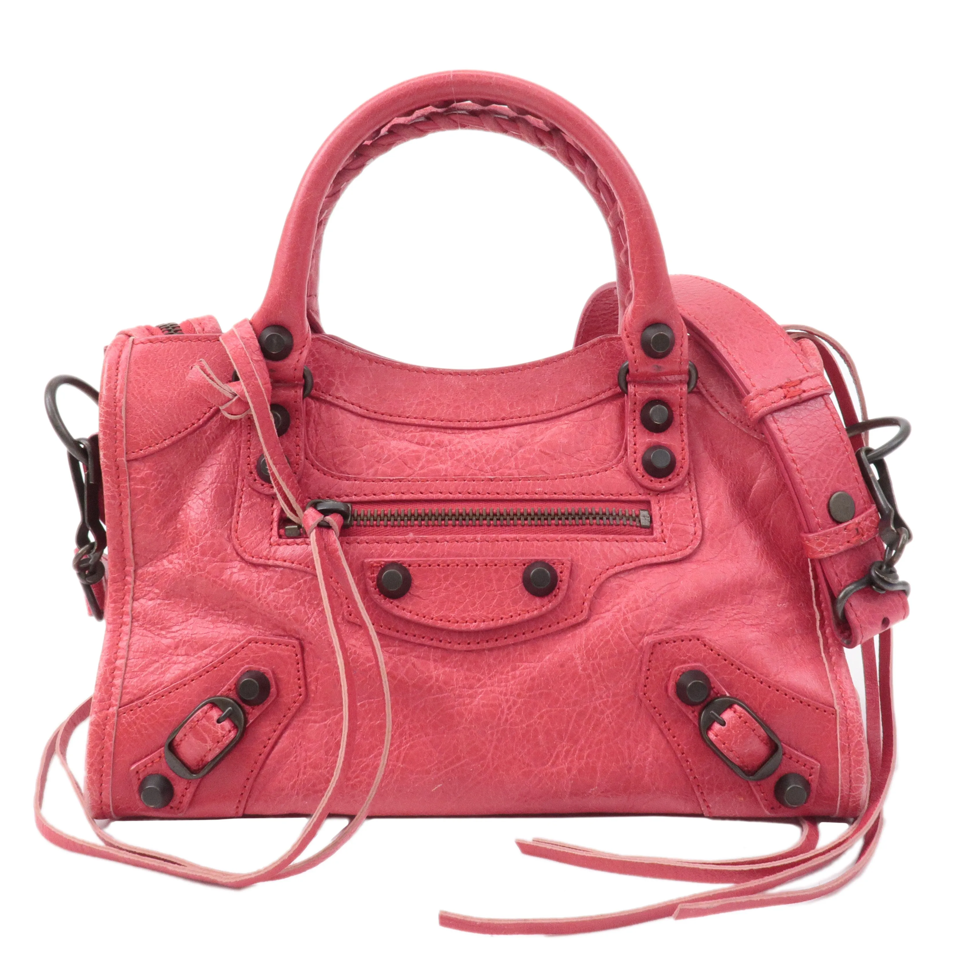 BALENCIAGA Classic Mini City Leather 2Way Hand Bag Pink 300295