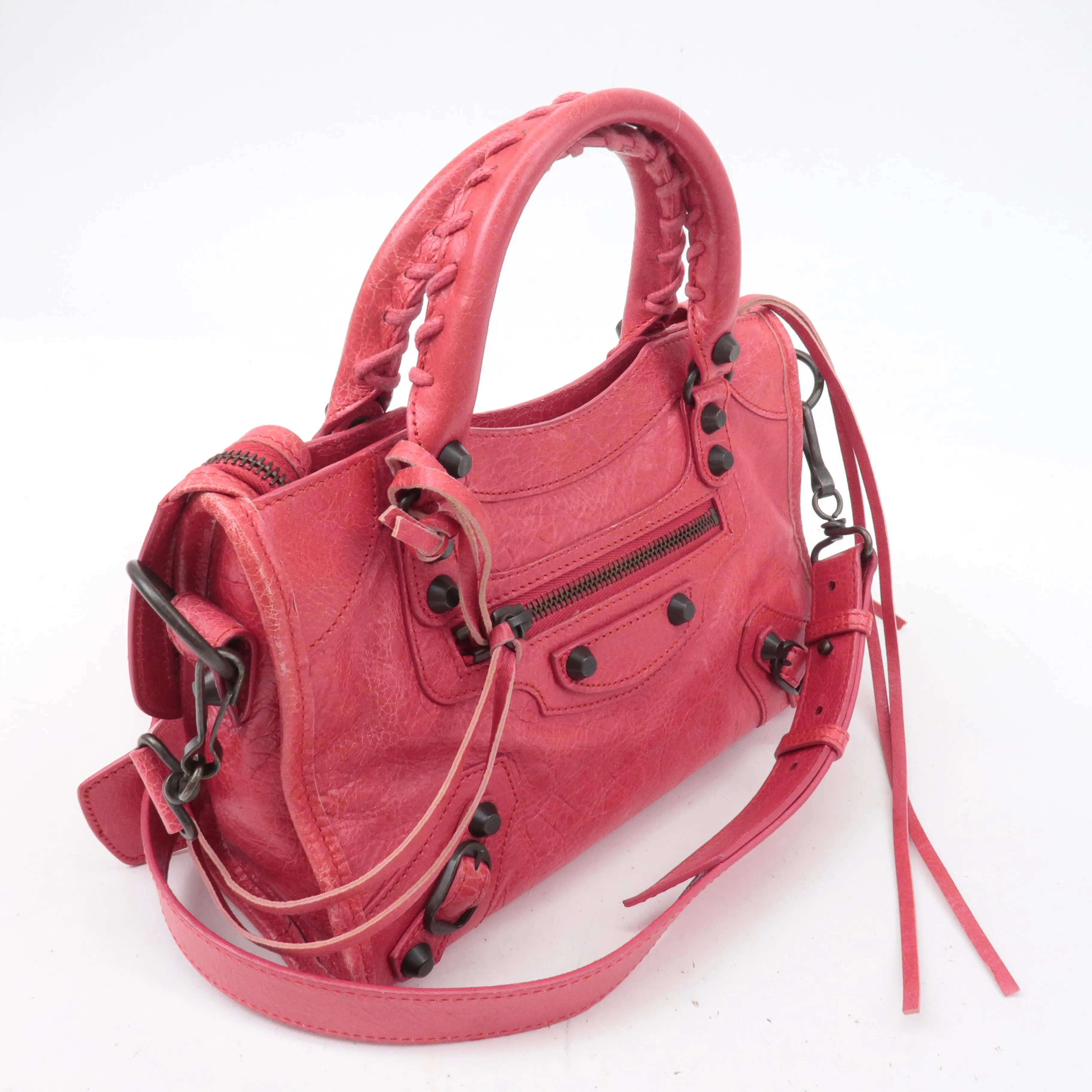 BALENCIAGA Classic Mini City Leather 2Way Hand Bag Pink 300295