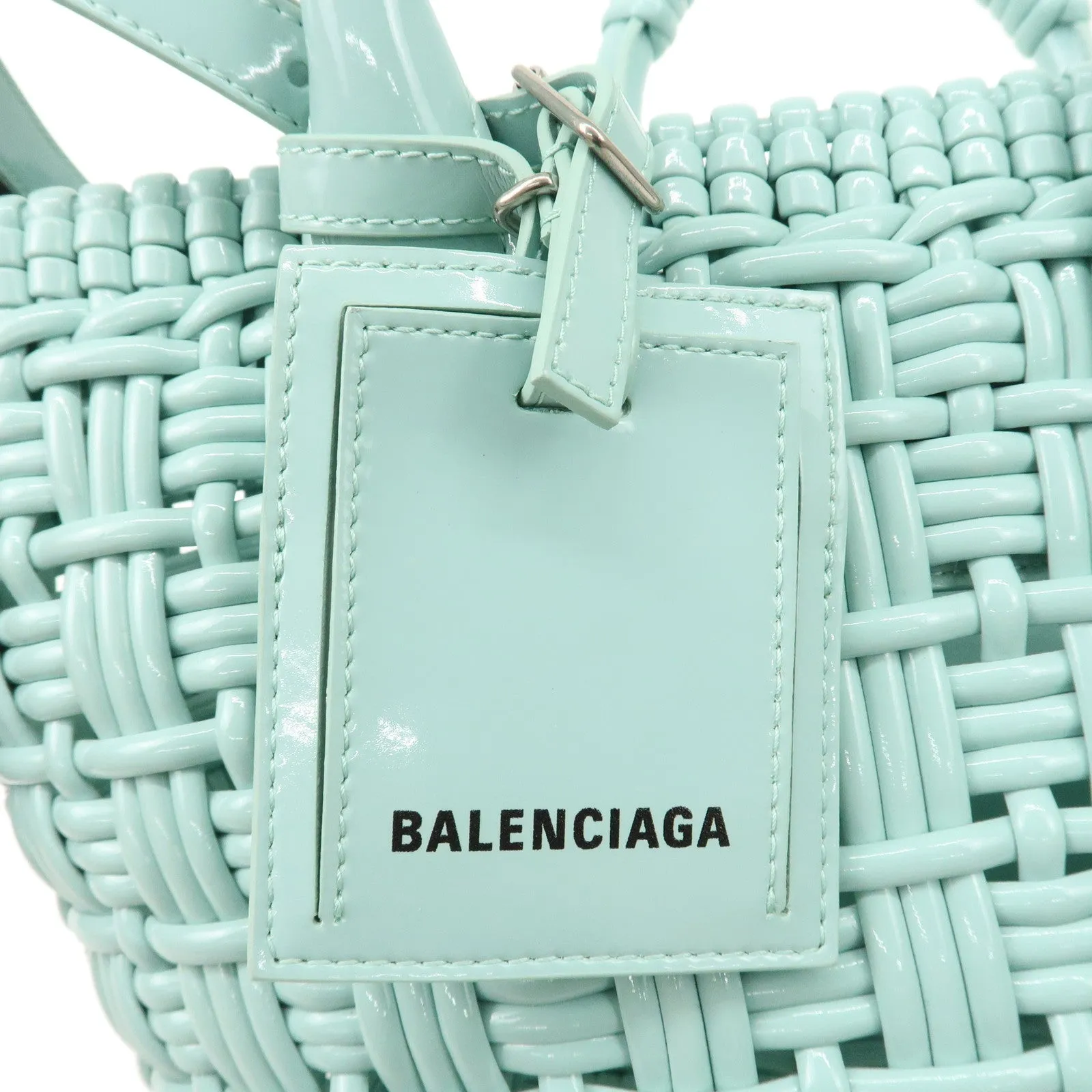 BALENCIAGA Enamel Bistro XS Hand Bag Shoulder Bag LightBlue 671342