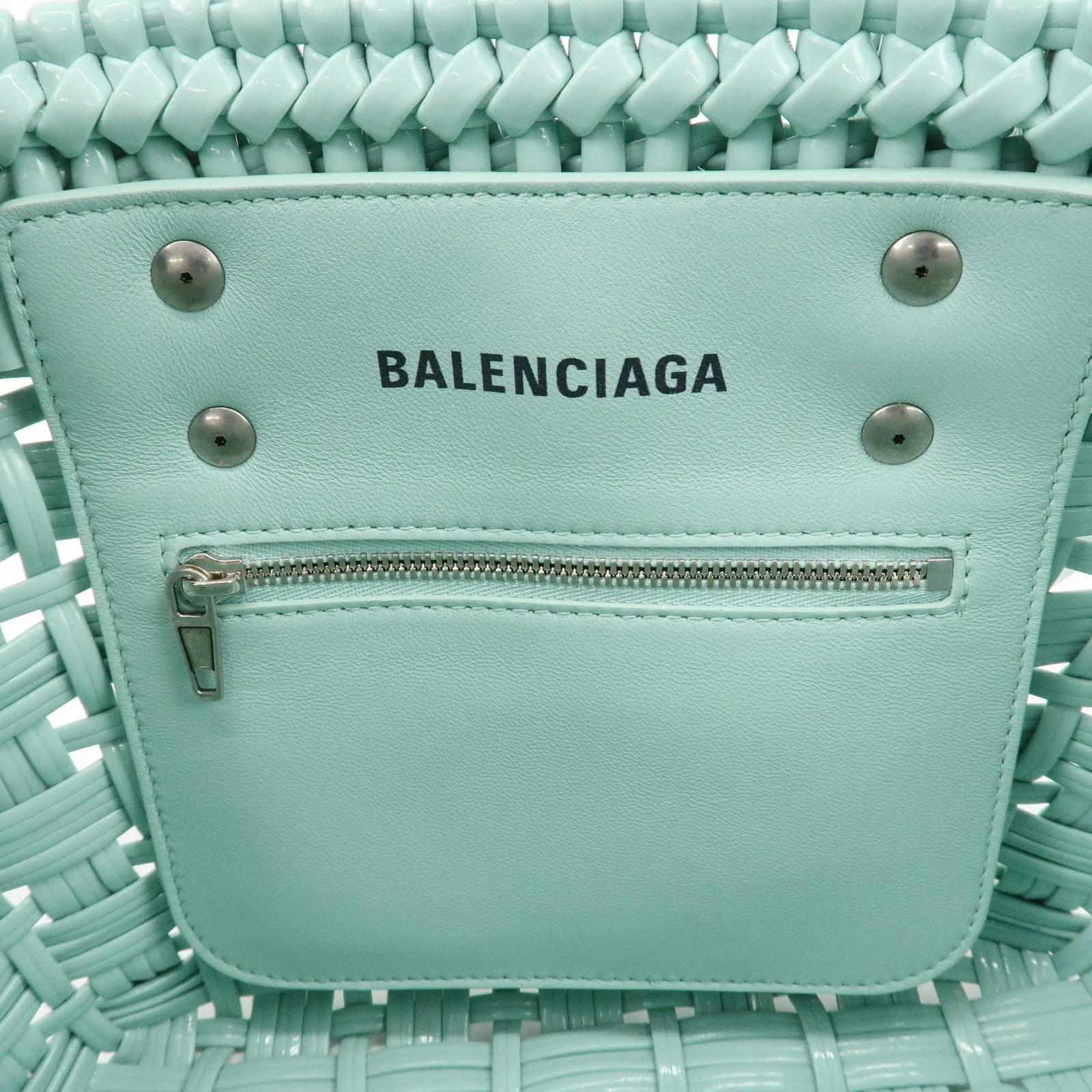 BALENCIAGA Enamel Bistro XS Hand Bag Shoulder Bag LightBlue 671342