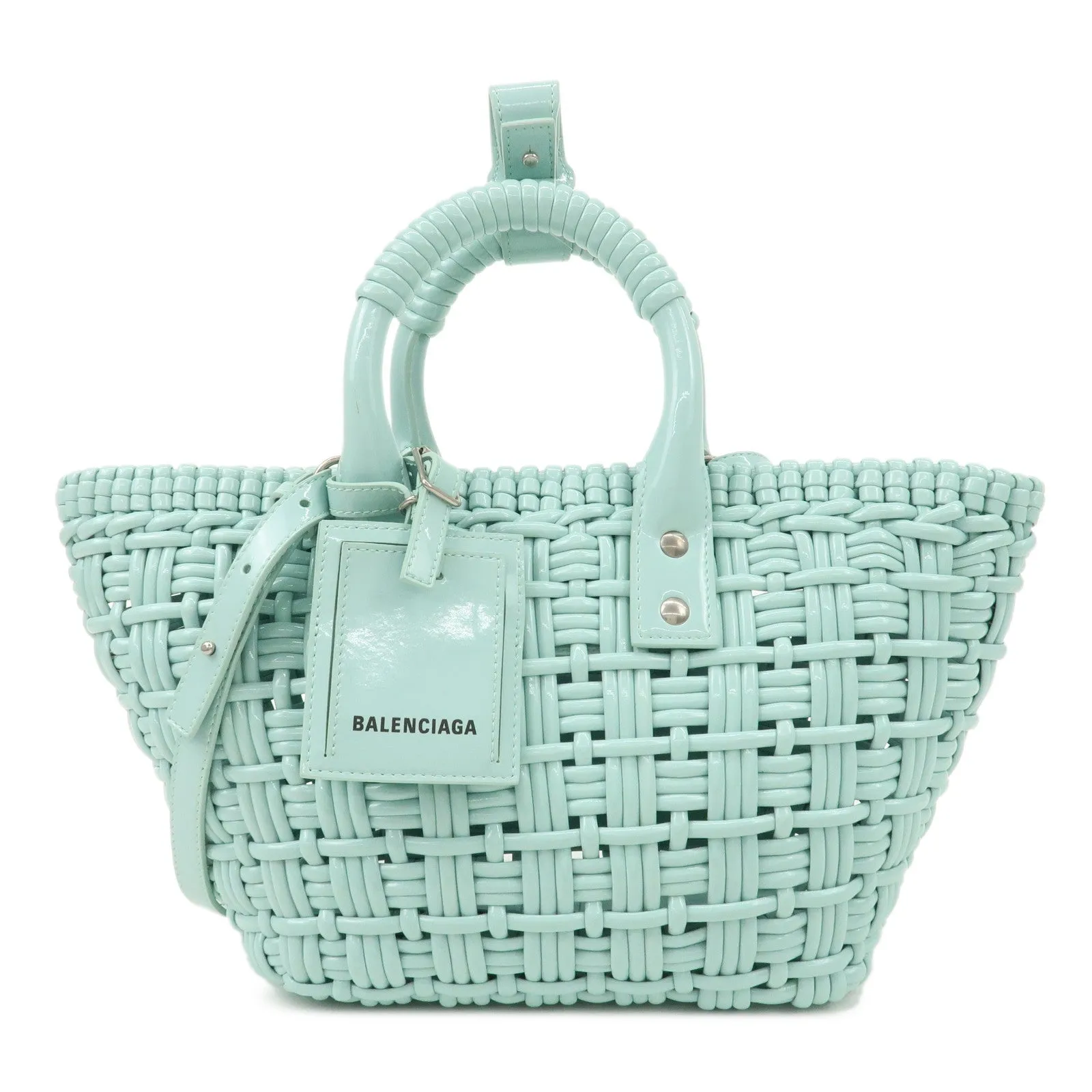 BALENCIAGA Enamel Bistro XS Hand Bag Shoulder Bag LightBlue 671342