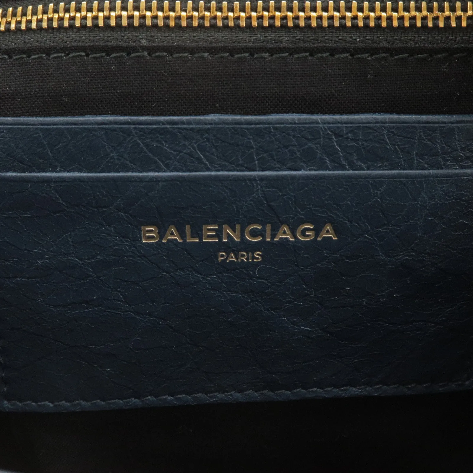 BALENCIAGA Leather Classic Reporter XS Shoulder Bag Navy 488795