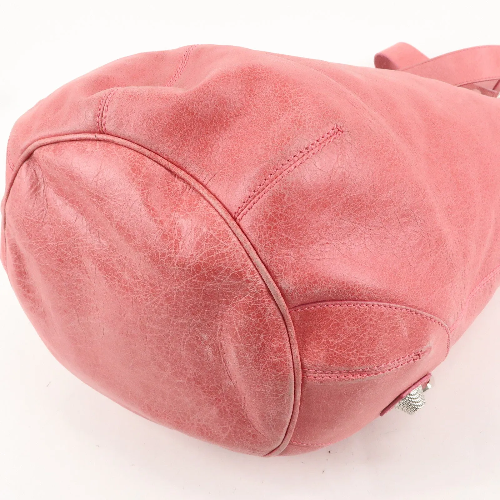 BALENCIAGA Leather Giant Pom Pom 2WAY Bag Pink 203069