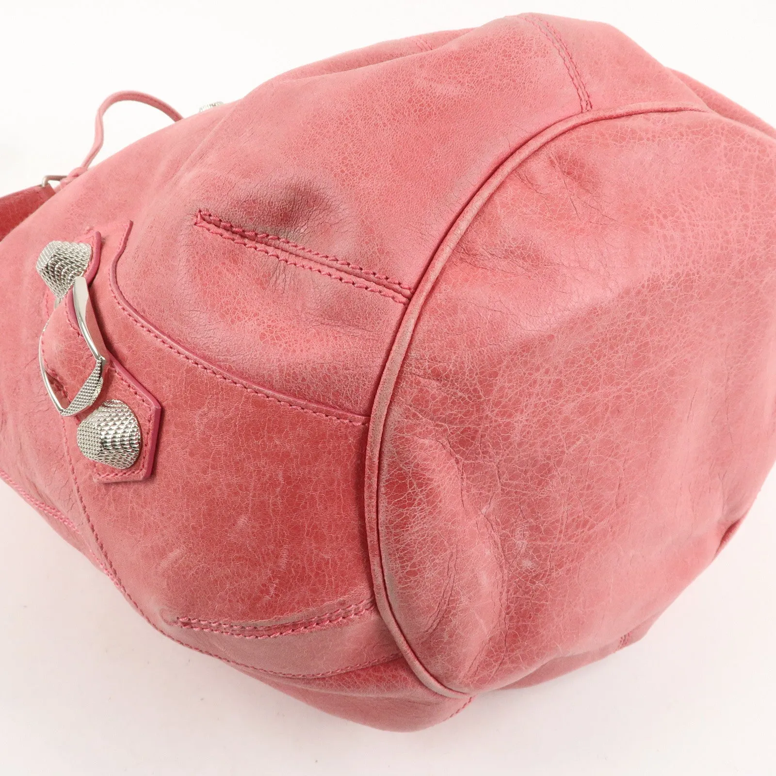 BALENCIAGA Leather Giant Pom Pom 2WAY Bag Pink 203069