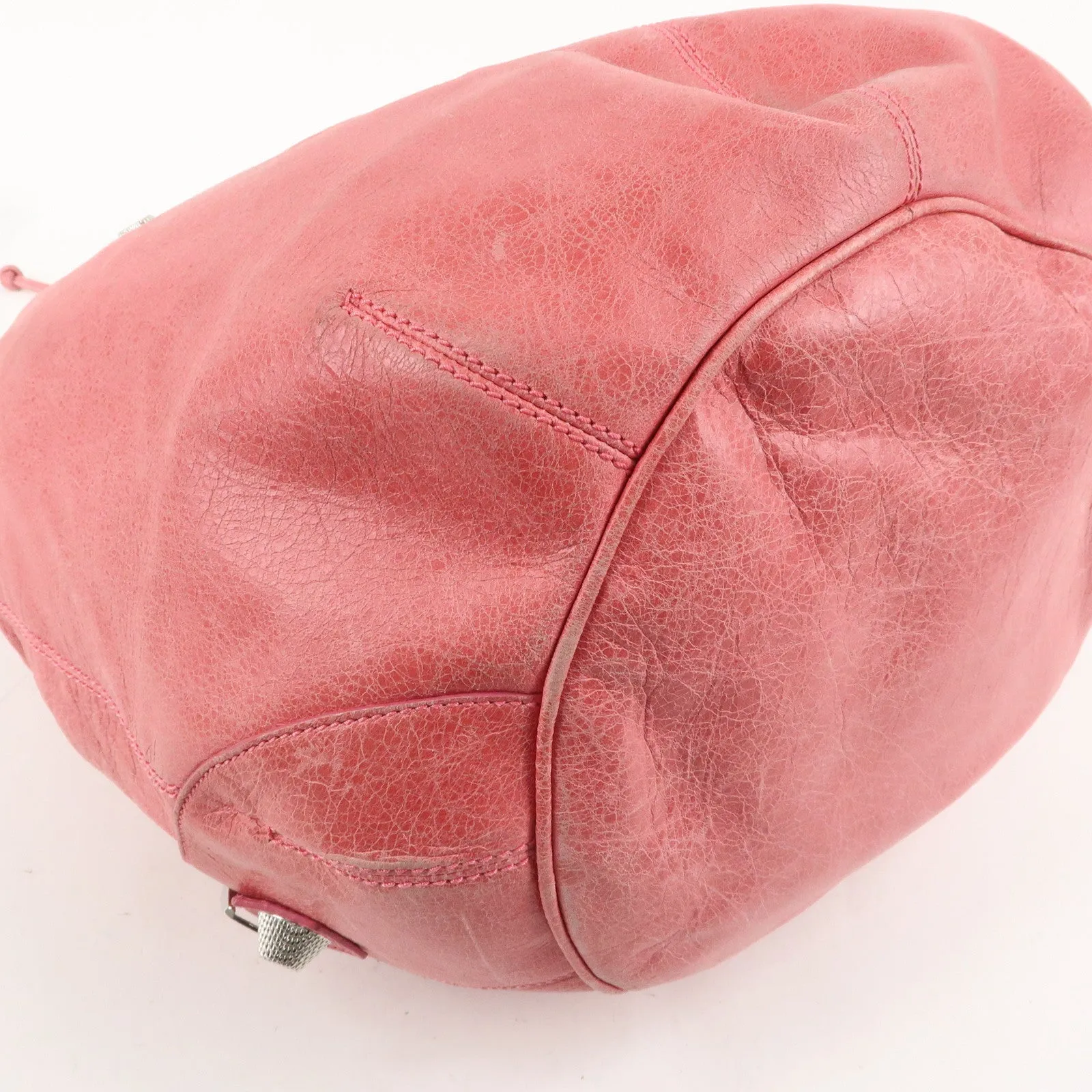 BALENCIAGA Leather Giant Pom Pom 2WAY Bag Pink 203069