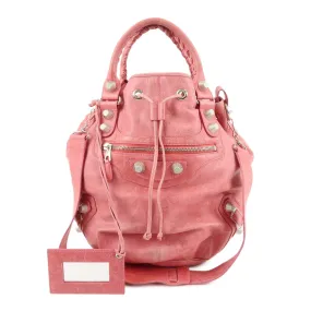 BALENCIAGA Leather Giant Pom Pom 2WAY Bag Pink 203069