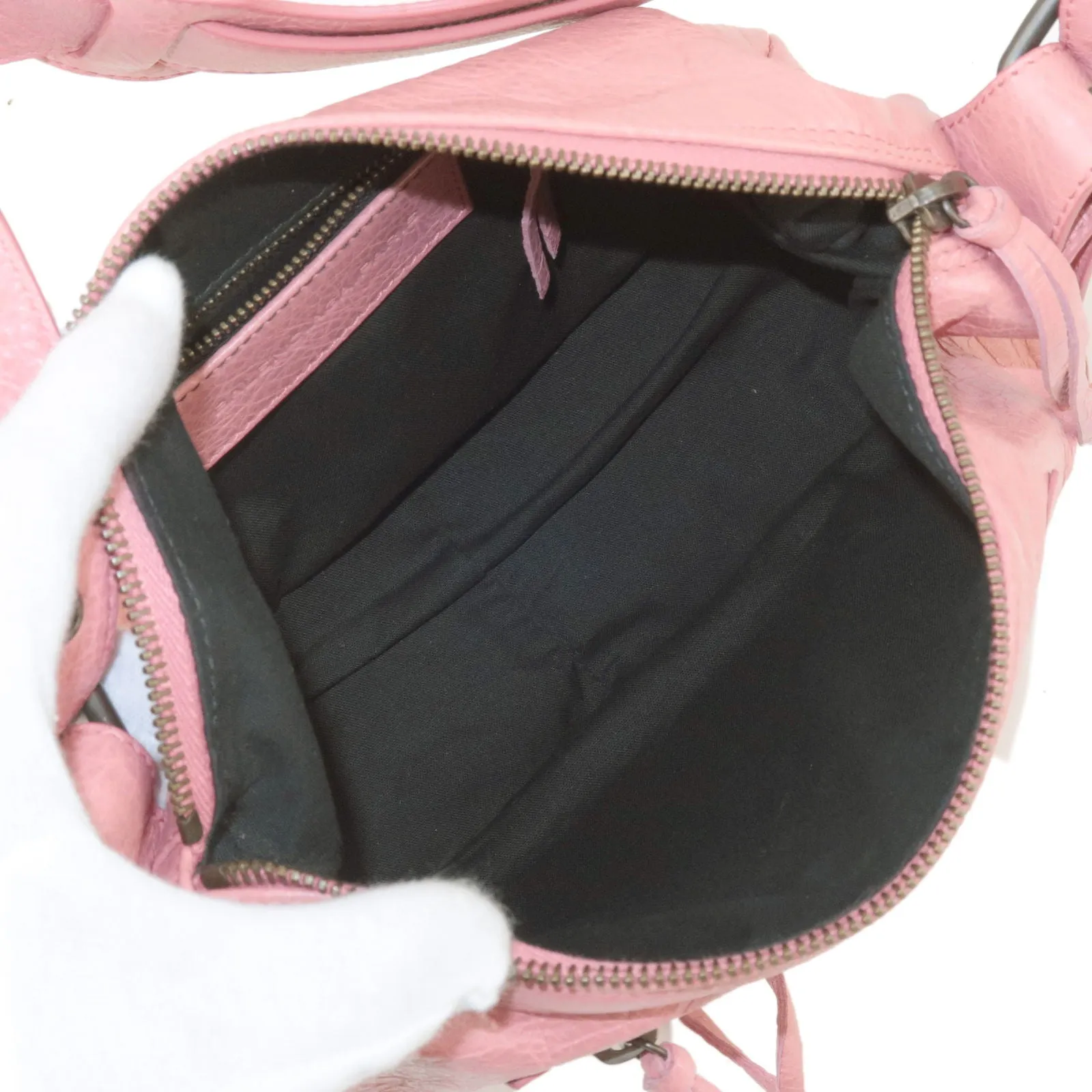 BALENCIAGA Leather The Getaway One-Shoulder Bag Pink 309935