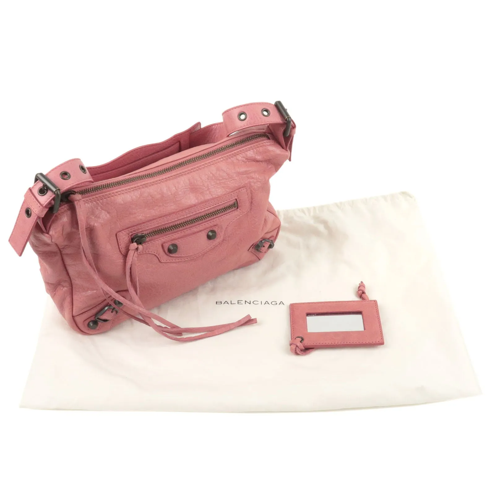 BALENCIAGA Leather The Getaway One-Shoulder Bag Pink 309935