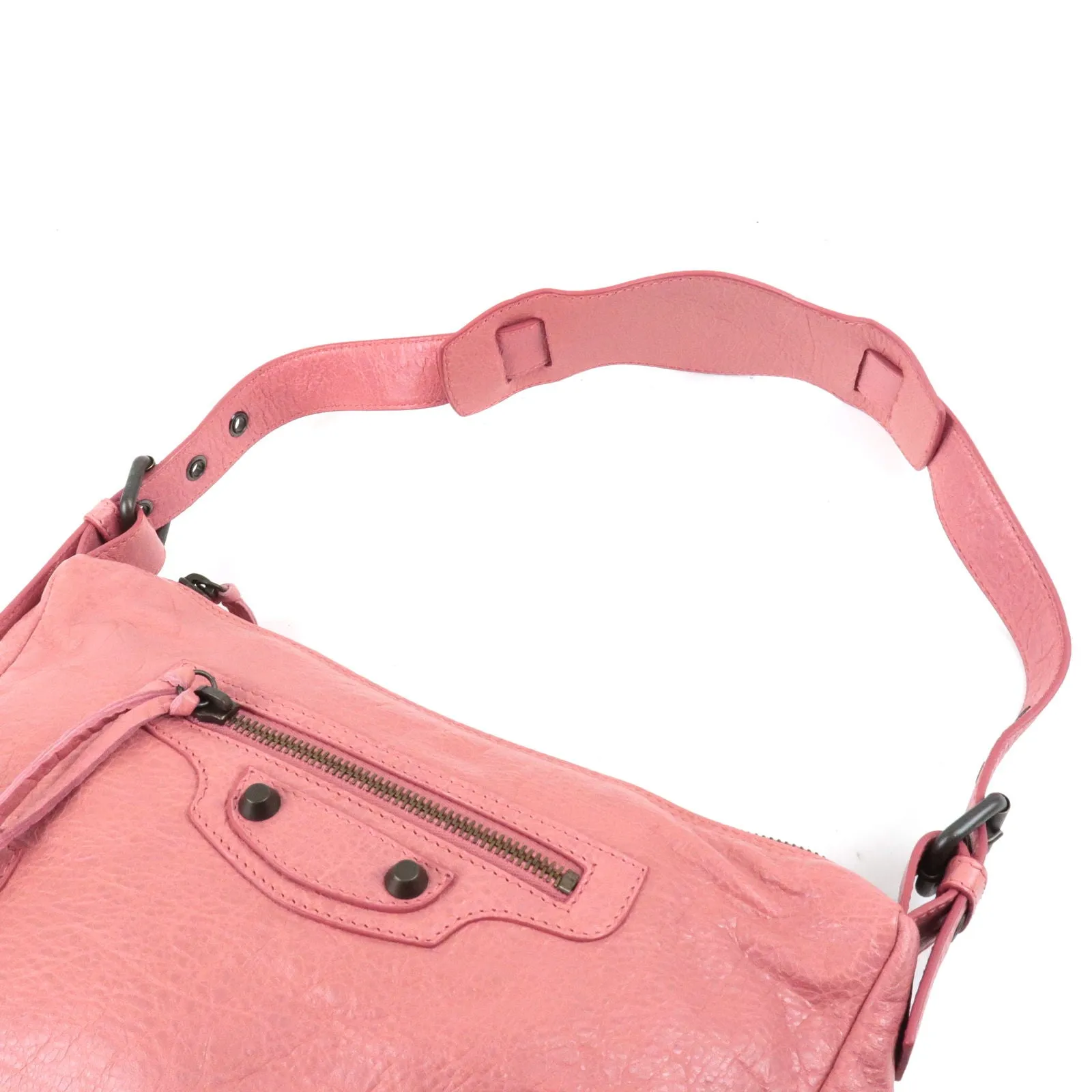 BALENCIAGA Leather The Getaway One-Shoulder Bag Pink 309935