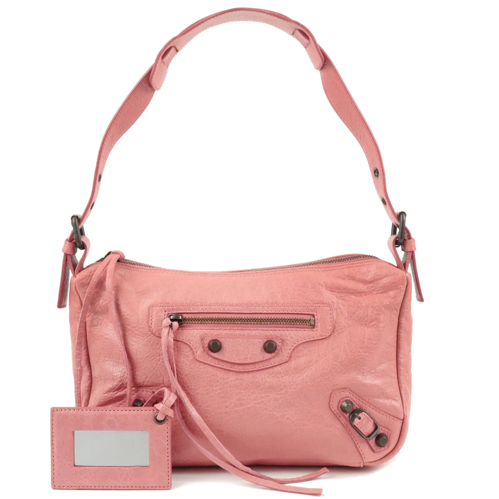 BALENCIAGA Leather The Getaway One-Shoulder Bag Pink 309935