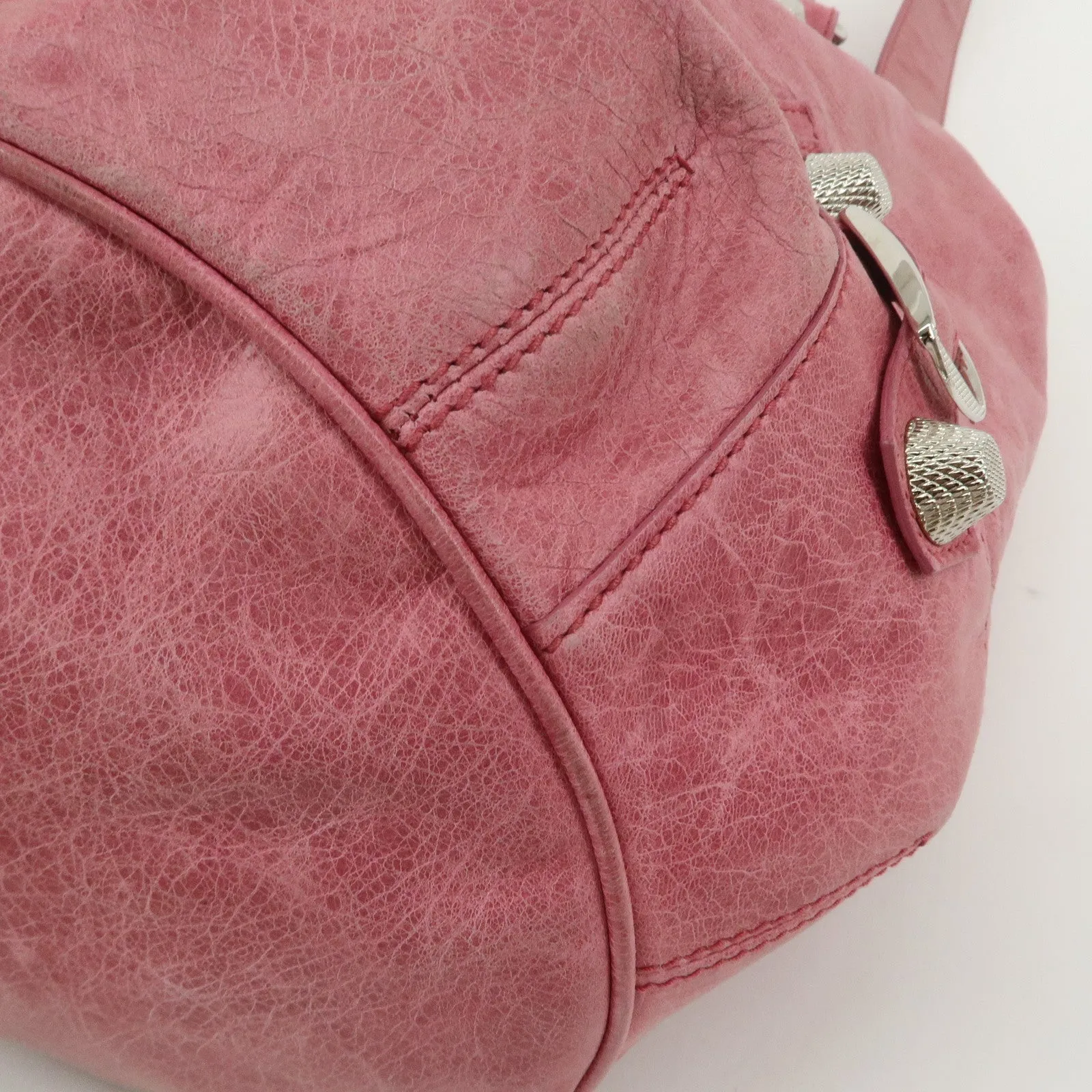 BALENCIAGA Leather The Giant Pom Pom 2Way Bag Pink 203069