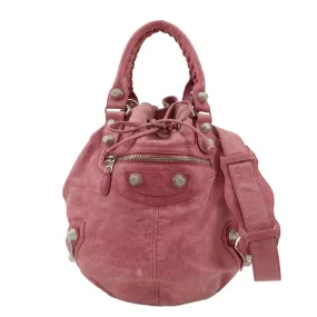 BALENCIAGA Leather The Giant Pom Pom 2Way Bag Pink 203069