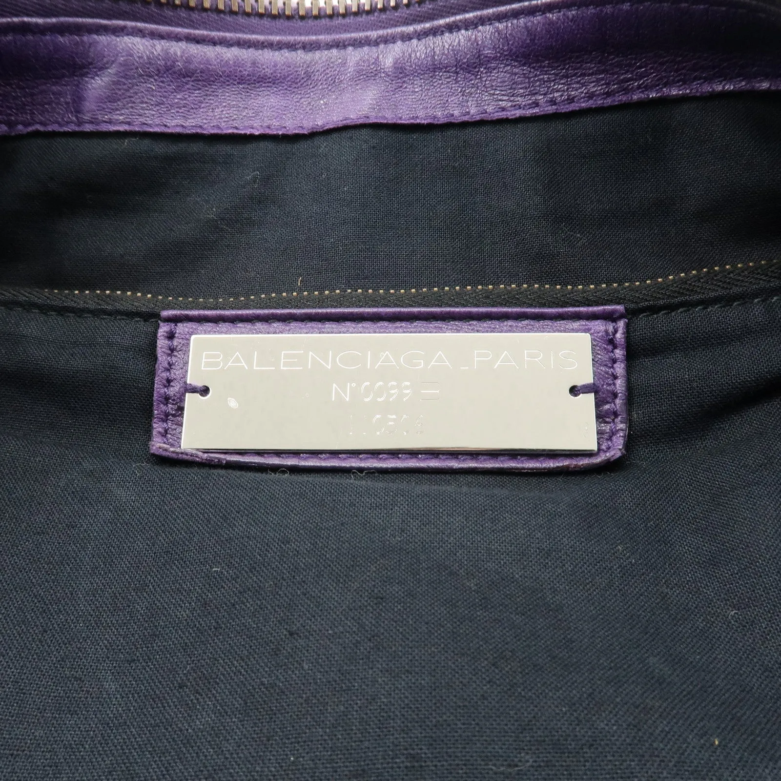 BALENCIAGA Leather The Weekender Tote Bag Purple 110506