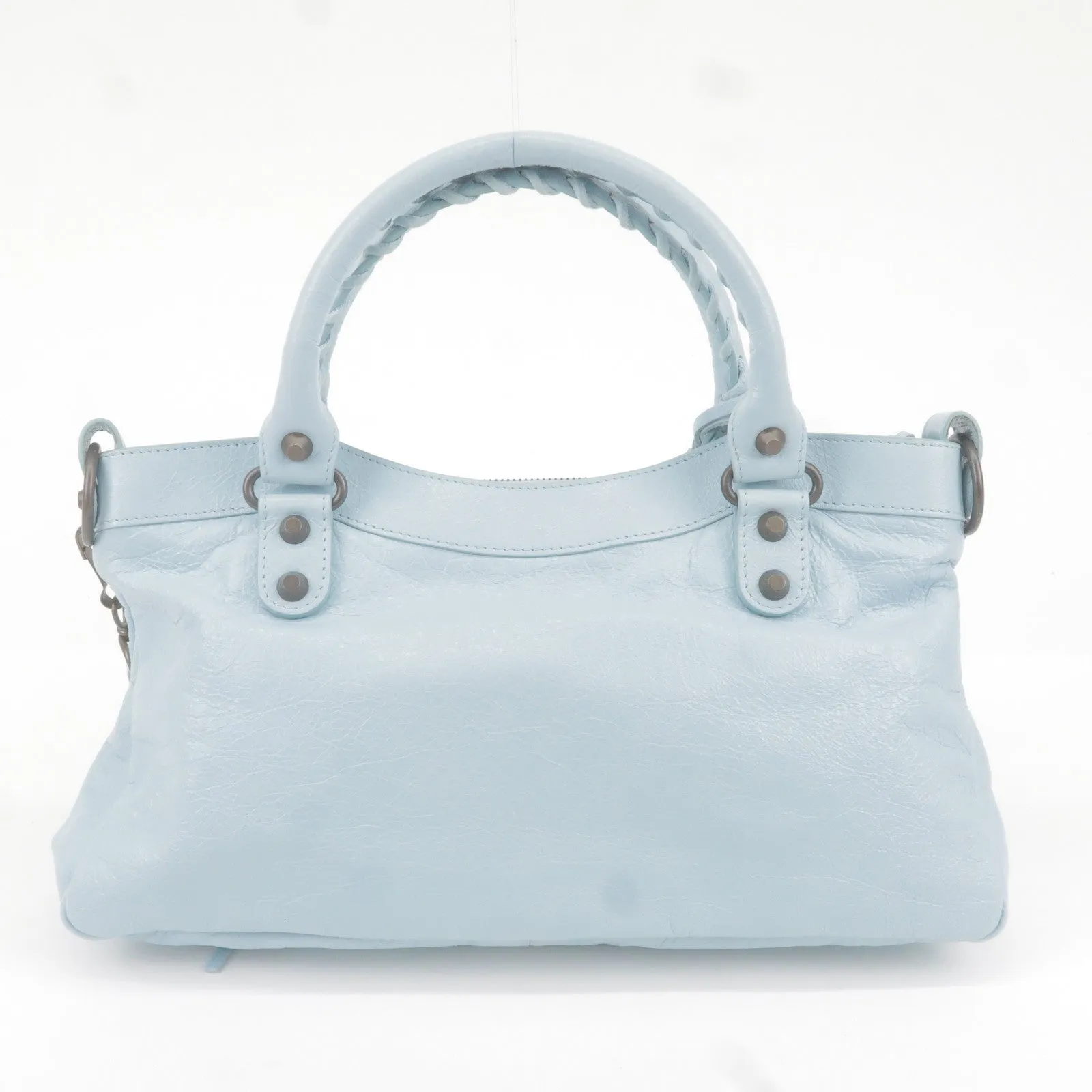 BALENCIAGA The First Leather 2Way Bag Hand Bag Light Blue 103208