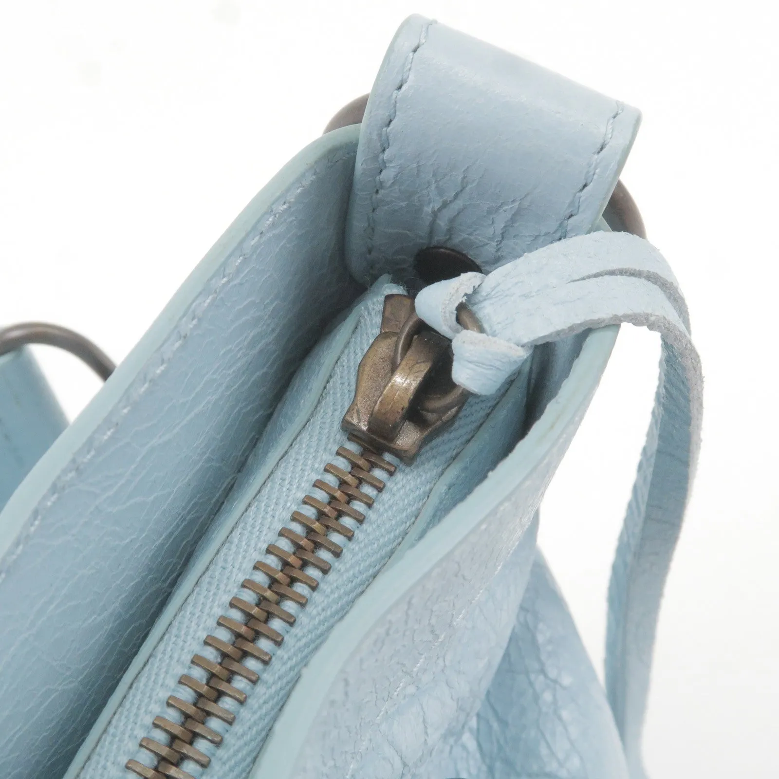 BALENCIAGA The First Leather 2Way Bag Hand Bag Light Blue 103208