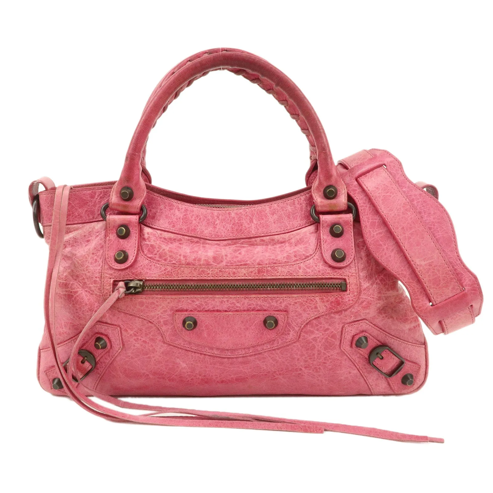 BALENCIAGA The First Leather 2Way Bag Hand Bag Pink 103208