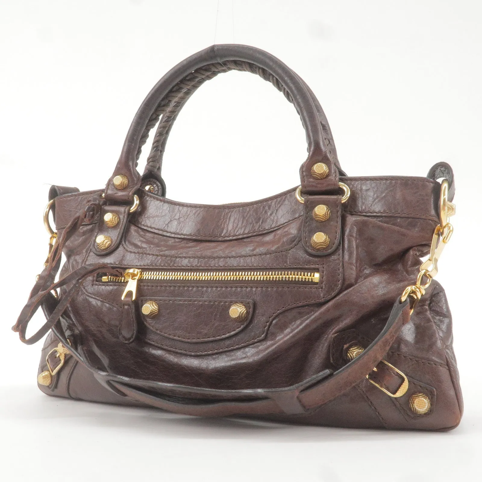 BALENCIAGA The Giant First Leather 2Way Bag Brown 285433