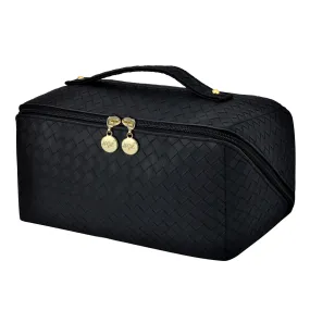 Basket Weave Black NGIL Large Faux Leather Travel Toiletry