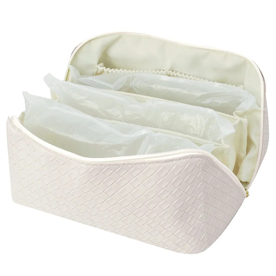 Basket Weave Cream NGIL Large Faux Leather Travel Toiletry