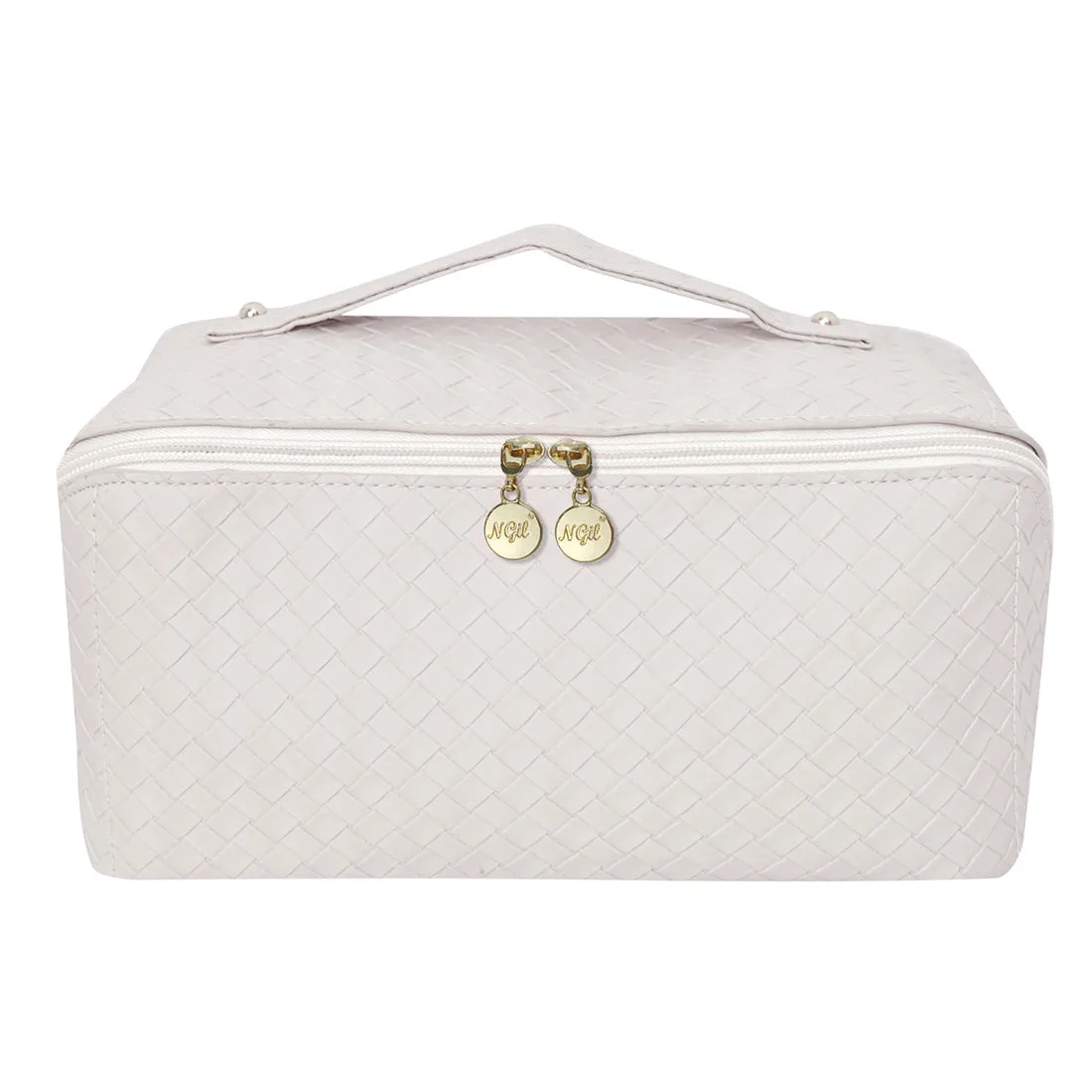 Basket Weave Cream NGIL Large Faux Leather Travel Toiletry