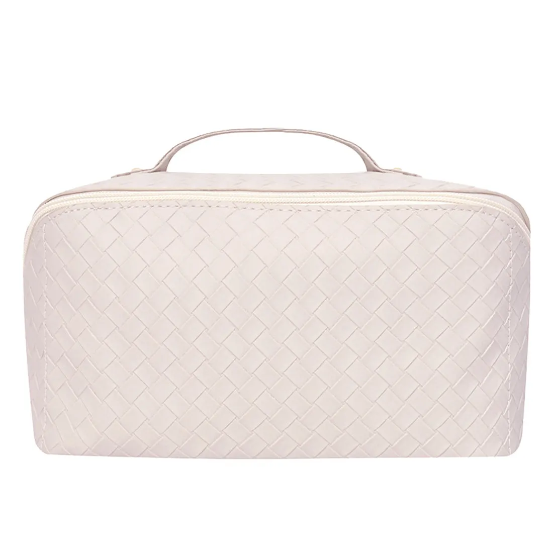 Basket Weave Cream NGIL Medium Faux Leather Travel Toiletry