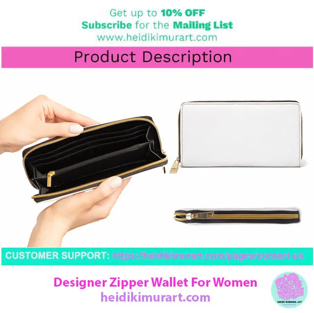 Beige Brown Color Zipper Wallet, Long Compact 7.87" x 4.33" Cruelty-Free Faux Leather Wallet with High Quality Nylon Zip & Metal Hardware